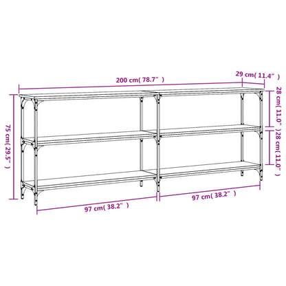 Konsolentisch Grau Sonoma 200x29x75 cm Holzwerkstoff - Pazzar.ch