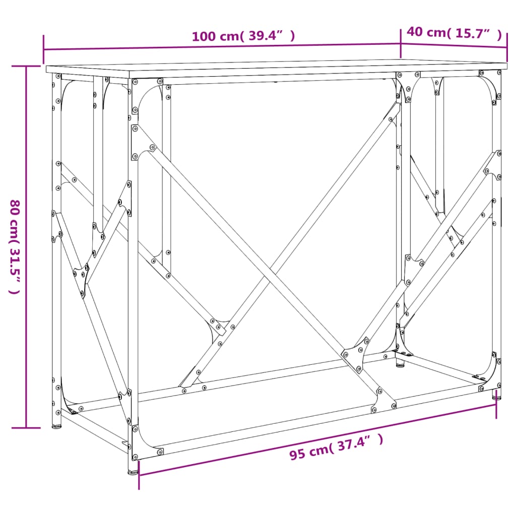 Konsolentisch Grau Sonoma 100x40x80 cm Holzwerkstoff - Pazzar.ch