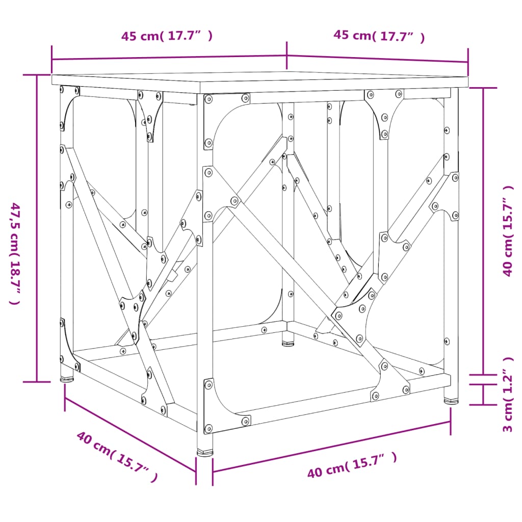 Couchtisch Schwarz 45x45x47,5 cm Holzwerkstoff - Pazzar.ch