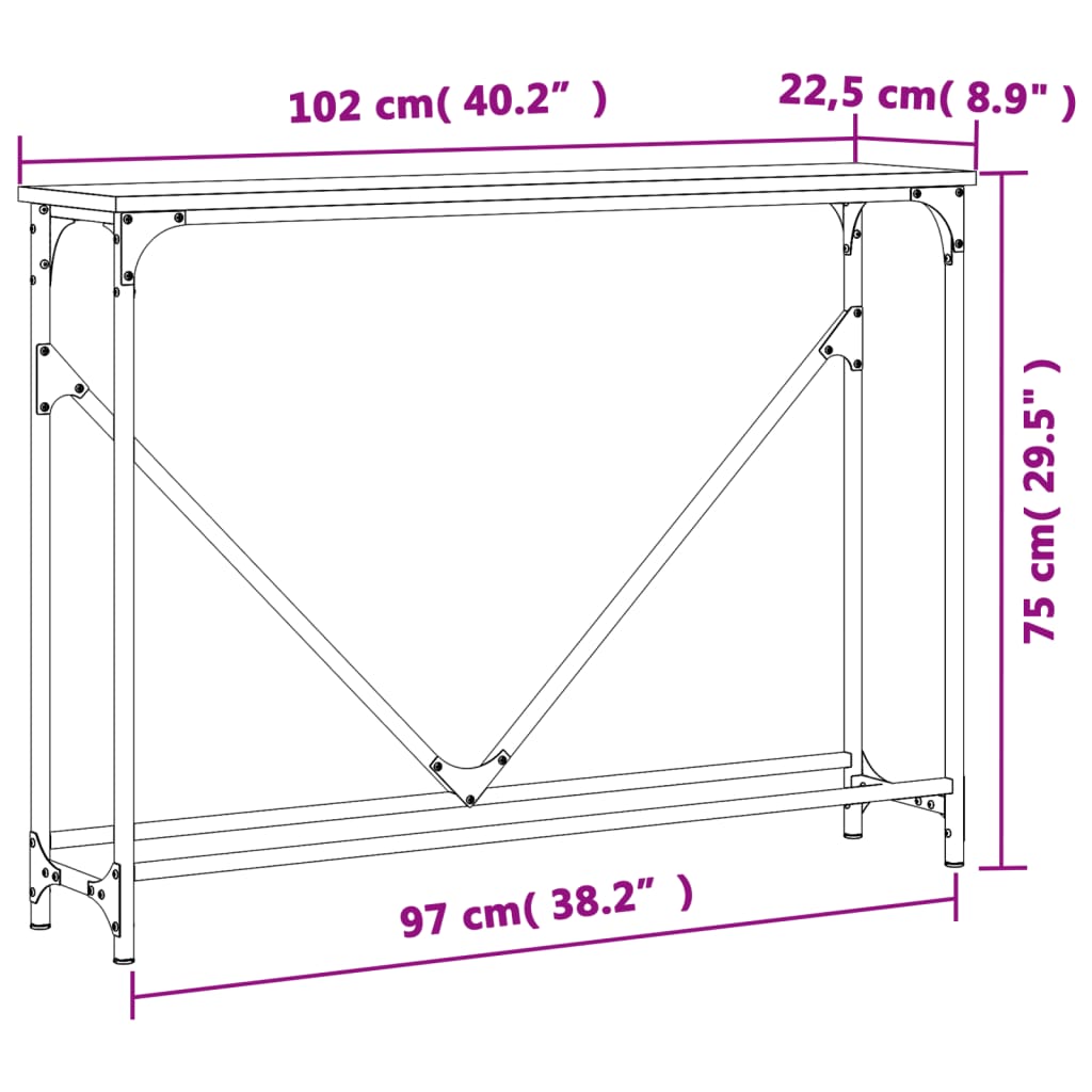 Konsolentisch Braun Eichen-Optik 102x22,5x75 cm Holzwerkstoff - Pazzar.ch