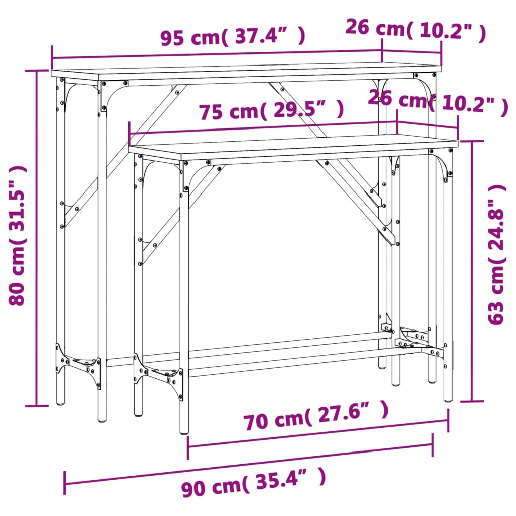 Konsolentische 2 Stk. Braun Eichen-Optik Holzwerkstoff - Pazzar.ch