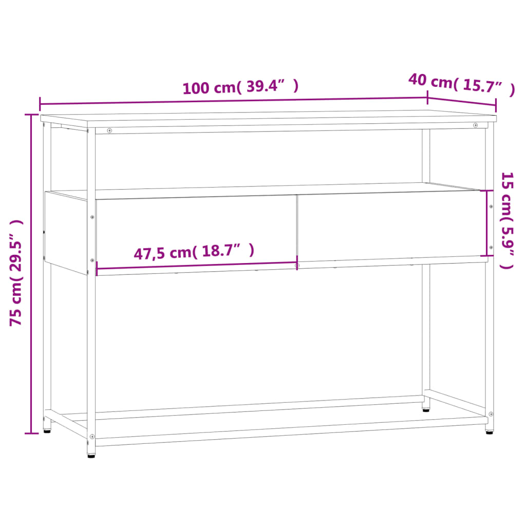 Konsolentisch Braun Eichen-Optik 100x40x75 cm Holzwerkstoff - Pazzar.ch