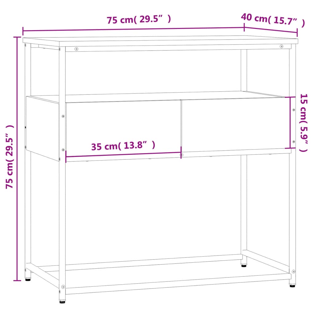 Konsolentisch Grau Sonoma 75x40x75 cm Holzwerkstoff - Pazzar.ch