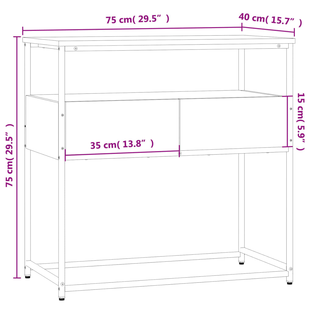 Konsolentisch Braun Eichen-Optik 75x40x75 cm Holzwerkstoff - Pazzar.ch