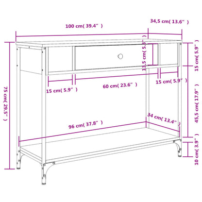 Konsolentisch Grau Sonoma 100x34,5x75 cm Holzwerkstoff - Pazzar.ch