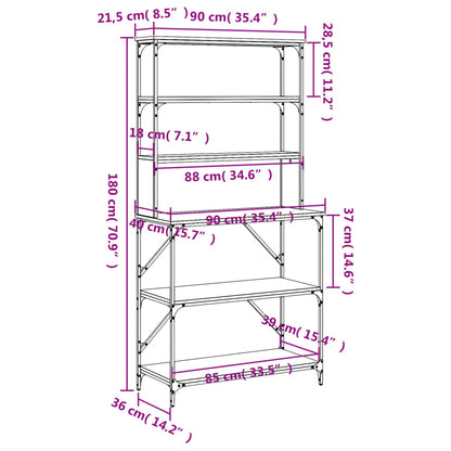 Bäckerregal 6 Fächer Räuchereiche 90x40x180 cm Holzwerkstoff - Pazzar.ch