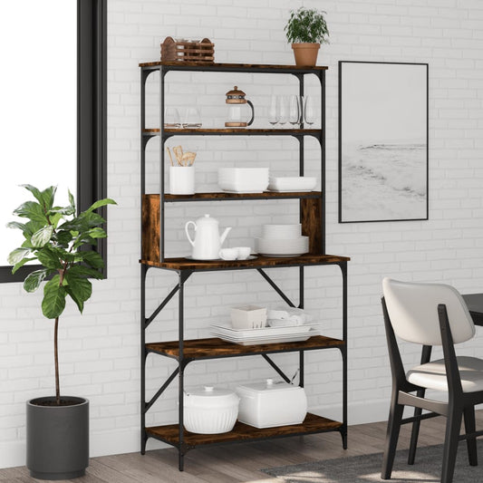 Bäckerregal 6 Fächer Räuchereiche 90x40x180 cm Holzwerkstoff - Pazzar.ch