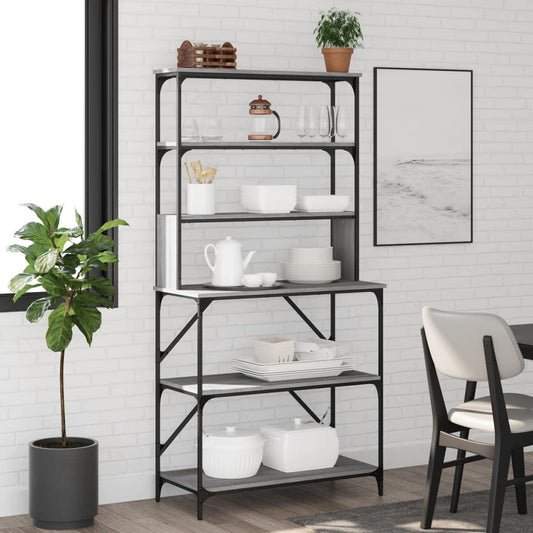 Bäckerregal 6 Fächer Grau Sonoma 90x40x180 cm Holzwerkstoff - Pazzar.ch