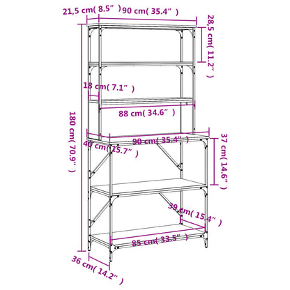 Bäckerregal 6 Fächer Braun Eichen-Optik 90x40x180 cm - Pazzar.ch