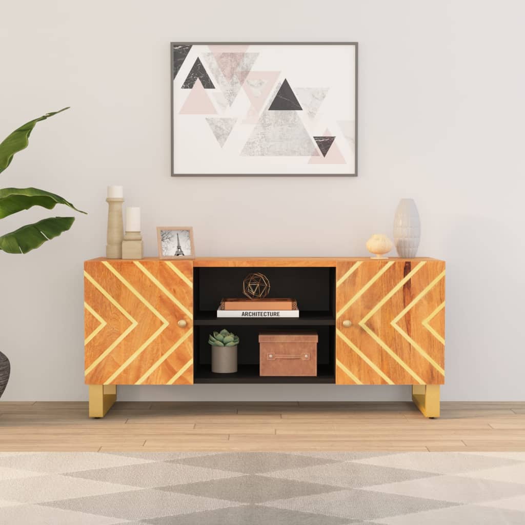 TV-Schrank Braun und Schwarz 105x33,5x46 cm Massivholz Mango - Pazzar.ch