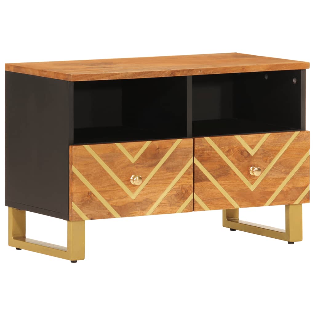 TV-Schrank Braun und Schwarz 70x33,5x46 cm Massivholz Mango - Pazzar.ch