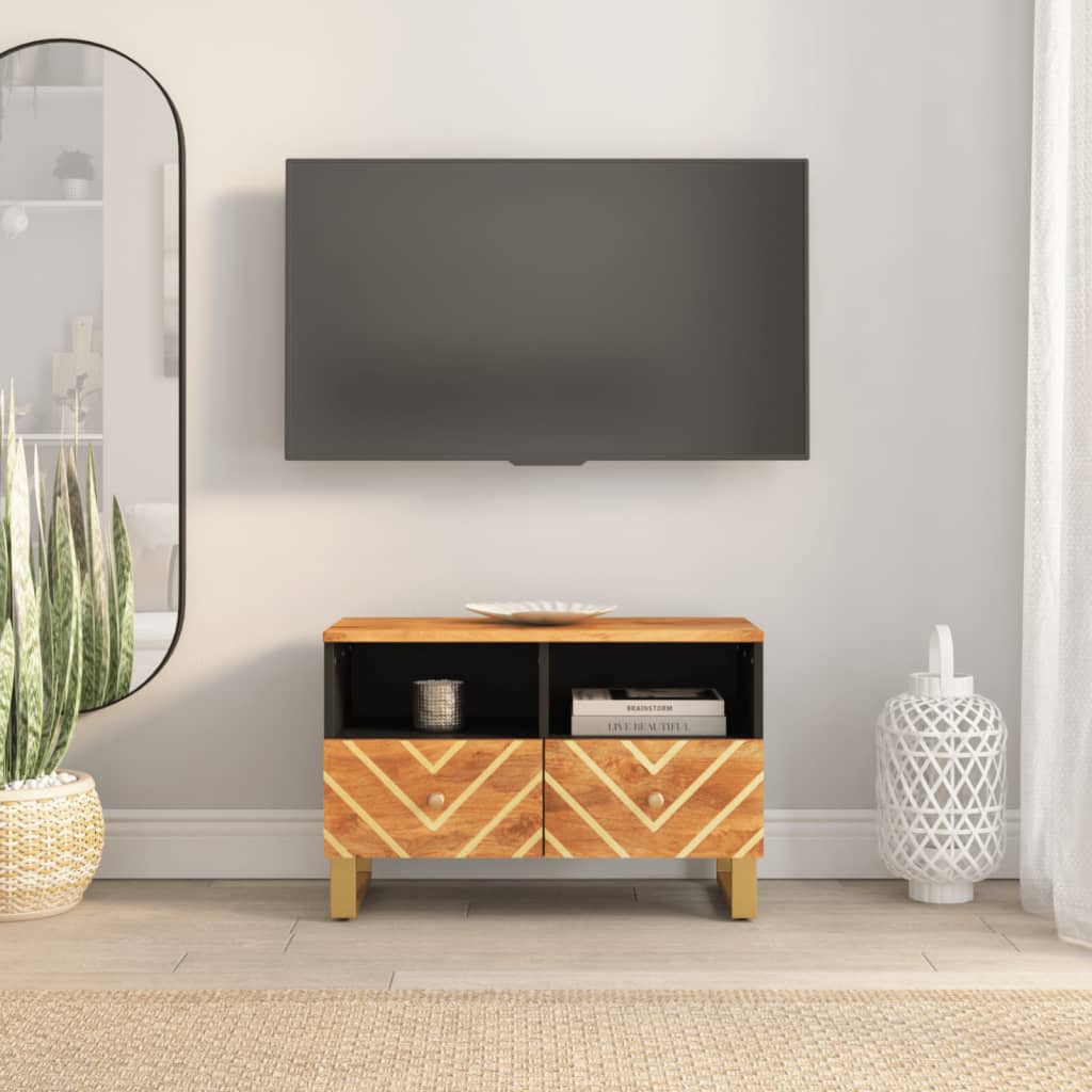 TV-Schrank Braun und Schwarz 70x33,5x46 cm Massivholz Mango - Pazzar.ch