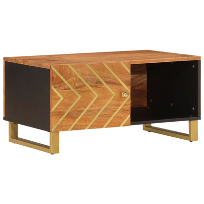 Couchtisch Braun und Schwarz 80x50x40 cm Massivholz Mango - Pazzar.ch