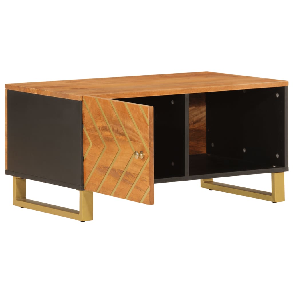Couchtisch Braun und Schwarz 80x50x40 cm Massivholz Mango - Pazzar.ch
