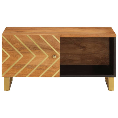 Couchtisch Braun und Schwarz 80x50x40 cm Massivholz Mango - Pazzar.ch