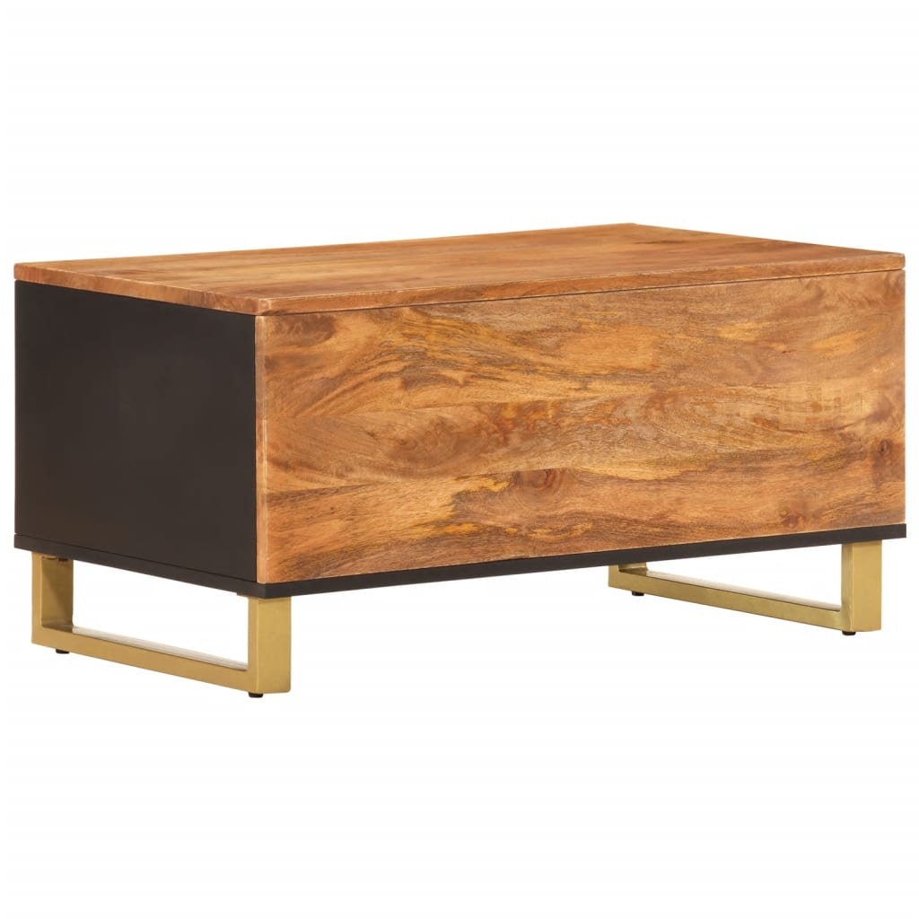 Couchtisch Braun und Schwarz 80x50x40 cm Massivholz Mango - Pazzar.ch