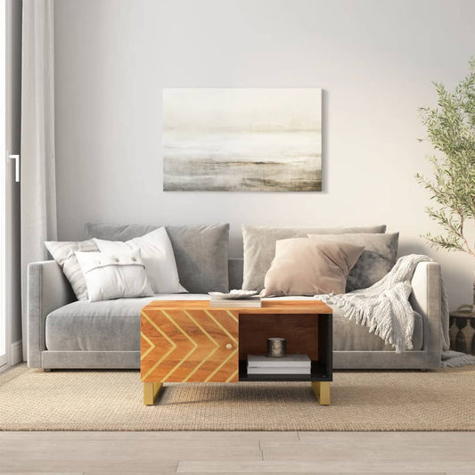 Couchtisch Braun und Schwarz 80x50x40 cm Massivholz Mango - Pazzar.ch