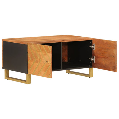 Couchtisch Braun und Schwarz 80x50x40 cm Massivholz Mango - Pazzar.ch