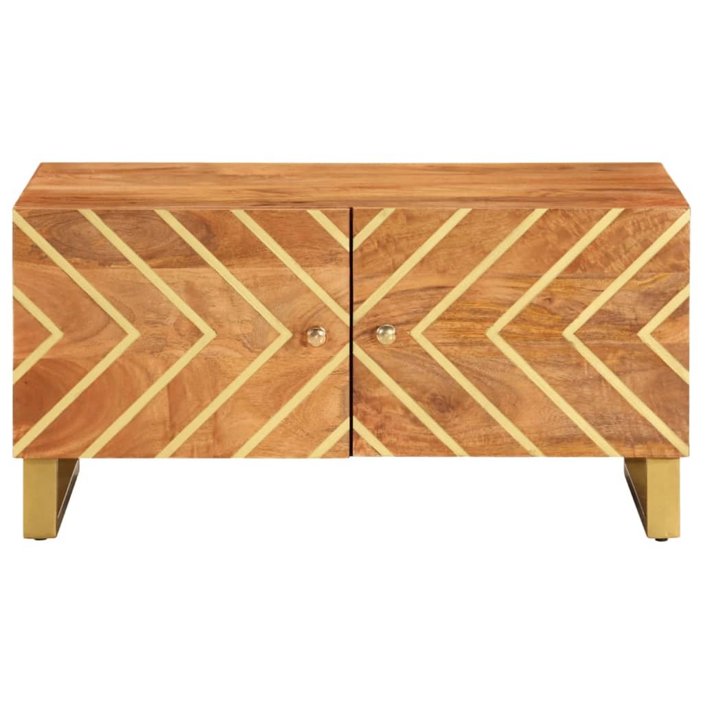 Couchtisch Braun und Schwarz 80x50x40 cm Massivholz Mango - Pazzar.ch