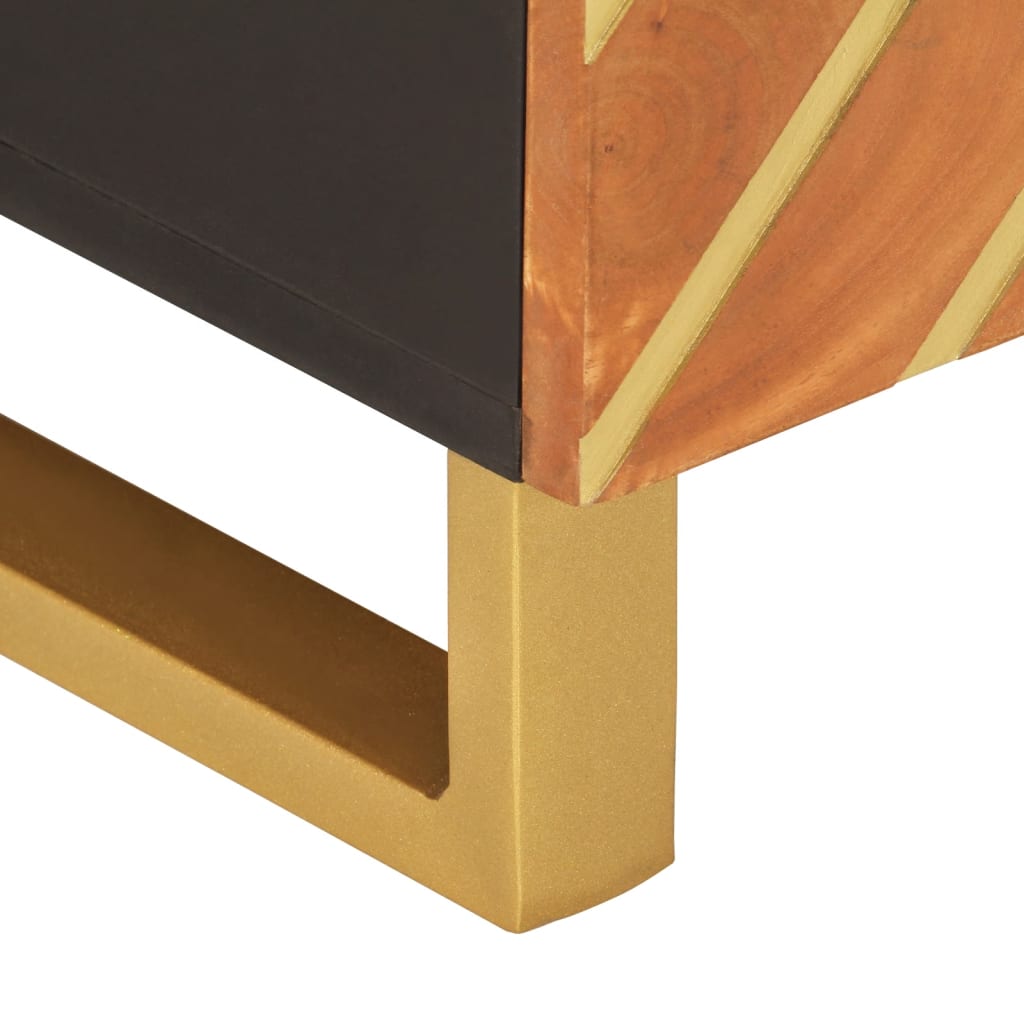 Couchtisch Braun und Schwarz 80x50x40 cm Massivholz Mango - Pazzar.ch