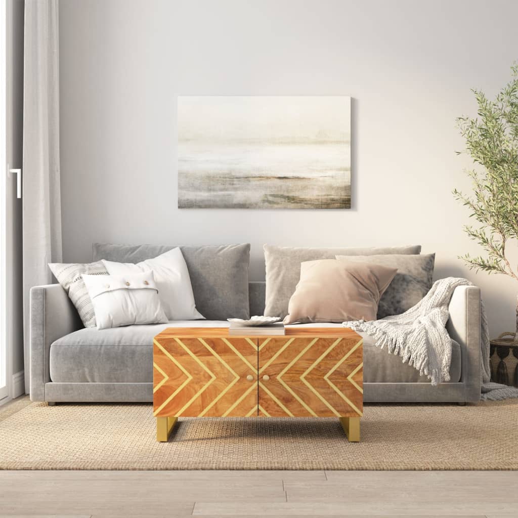 Couchtisch Braun und Schwarz 80x50x40 cm Massivholz Mango - Pazzar.ch