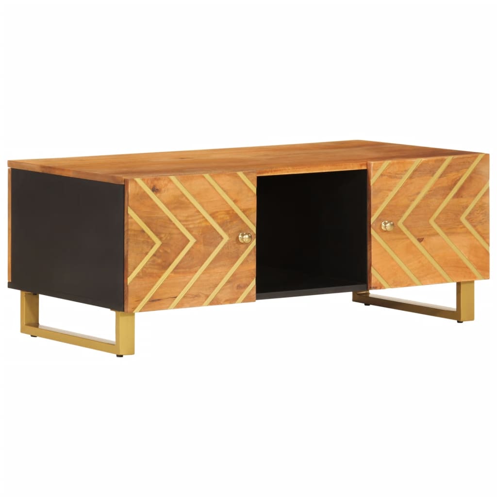 Couchtisch Braun und Schwarz 100x54x40 cm Massivholz Mango - Pazzar.ch