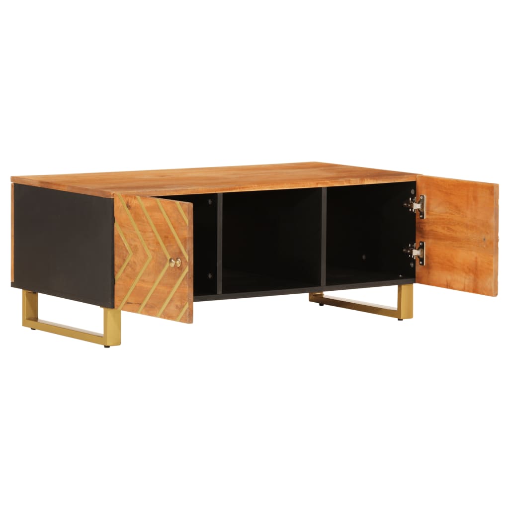 Couchtisch Braun und Schwarz 100x54x40 cm Massivholz Mango - Pazzar.ch
