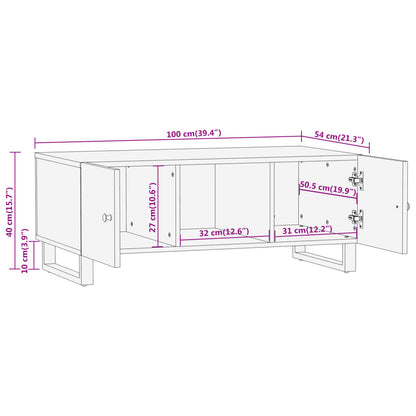 Couchtisch Braun und Schwarz 100x54x40 cm Massivholz Mango - Pazzar.ch