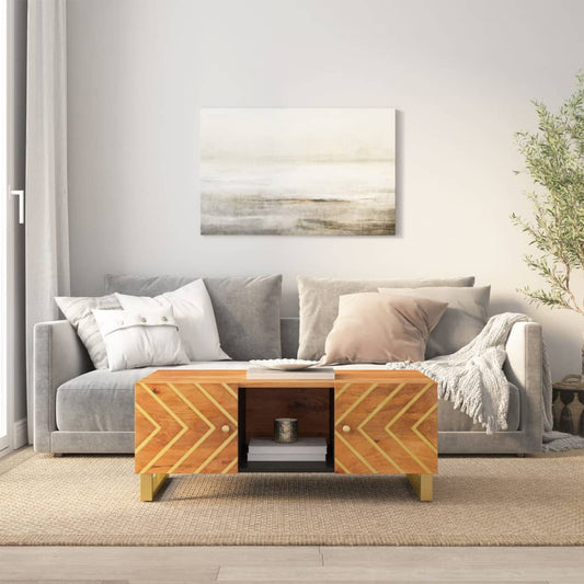 Couchtisch Braun und Schwarz 100x54x40 cm Massivholz Mango - Pazzar.ch