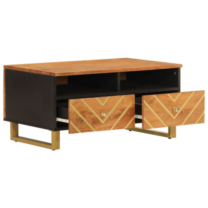 Couchtisch Braun und Schwarz 80x54x40 cm Massivholz Mango - Pazzar.ch
