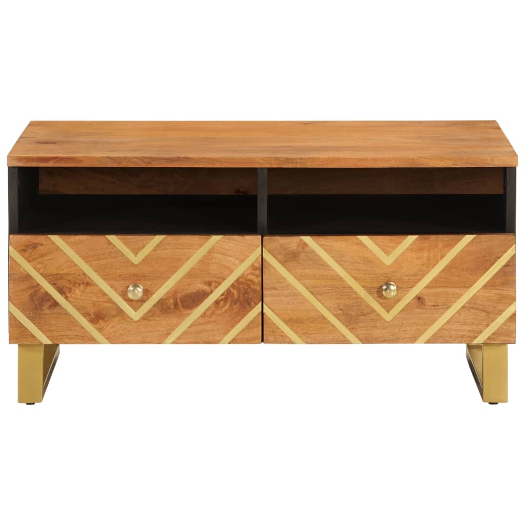 Couchtisch Braun und Schwarz 80x54x40 cm Massivholz Mango - Pazzar.ch