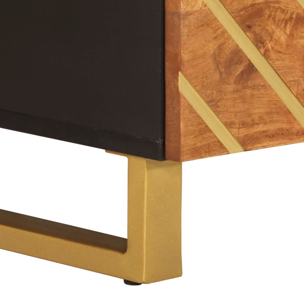 Couchtisch Braun und Schwarz 80x54x40 cm Massivholz Mango - Pazzar.ch