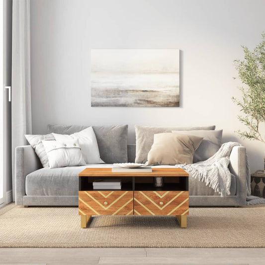 Couchtisch Braun und Schwarz 80x54x40 cm Massivholz Mango - Pazzar.ch