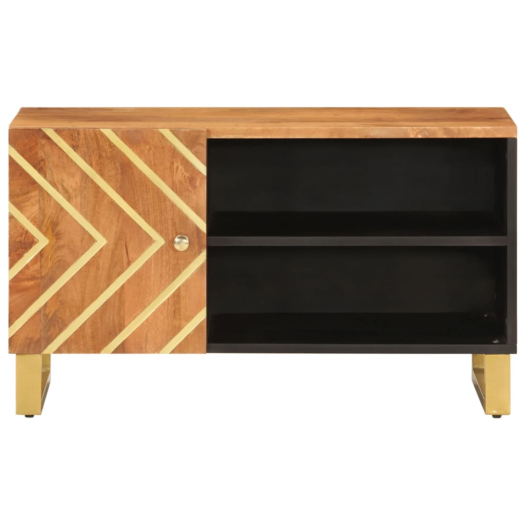 TV-Schrank Braun und Schwarz 80x31,5x46 cm Massivholz Mango - Pazzar.ch