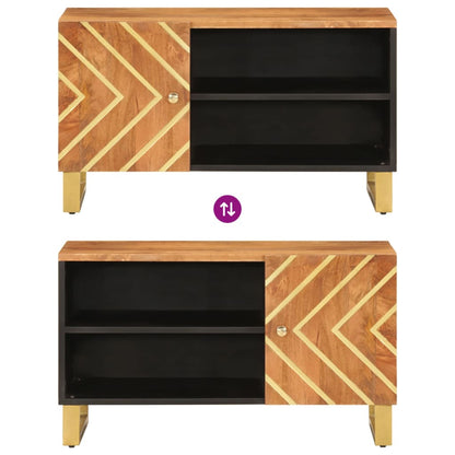 TV-Schrank Braun und Schwarz 80x31,5x46 cm Massivholz Mango - Pazzar.ch