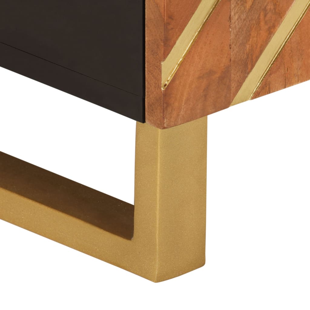 TV-Schrank Braun und Schwarz 80x31,5x46 cm Massivholz Mango - Pazzar.ch