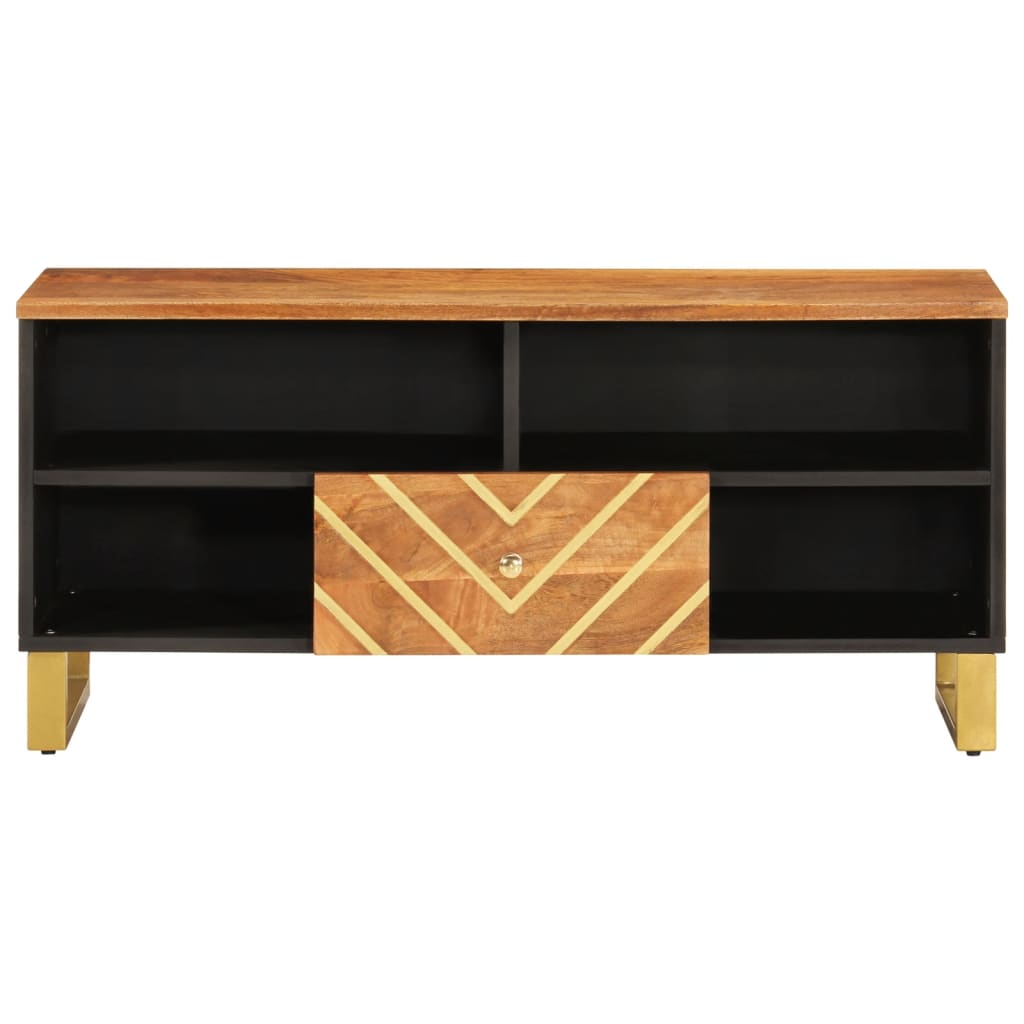 TV-Schrank Braun und Schwarz 100x33,5x46 cm Massivholz Mango - Pazzar.ch