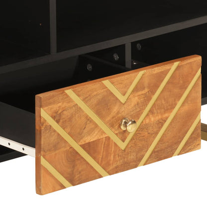 TV-Schrank Braun und Schwarz 100x33,5x46 cm Massivholz Mango - Pazzar.ch