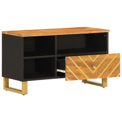 TV-Schrank Braun und Schwarz 80x33,5x46 cm Massivholz Mango - Pazzar.ch