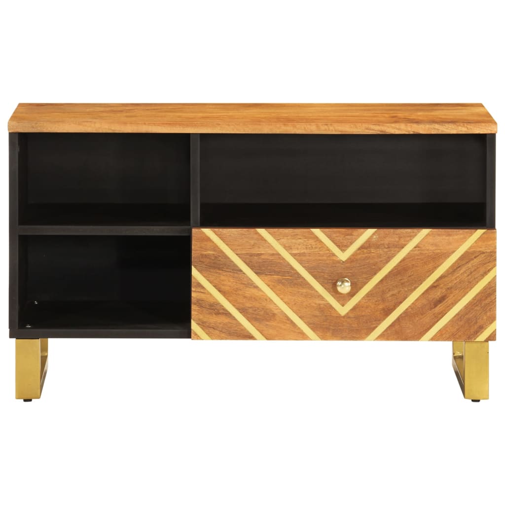TV-Schrank Braun und Schwarz 80x33,5x46 cm Massivholz Mango - Pazzar.ch