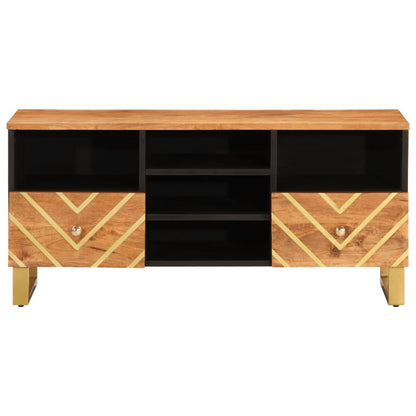 TV-Schrank Braun und Schwarz 100x33,5x46 cm Massivholz Mango - Pazzar.ch