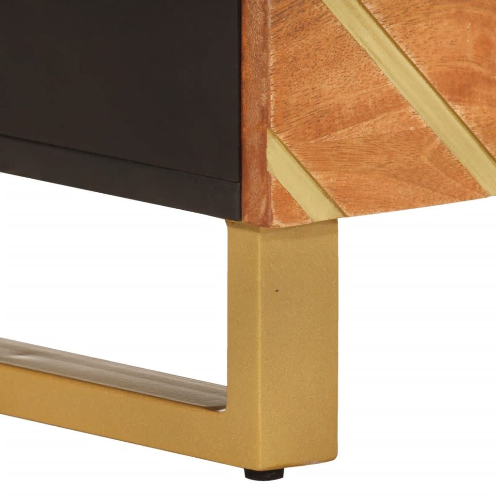 TV-Schrank Braun und Schwarz 100x33,5x46 cm Massivholz Mango - Pazzar.ch