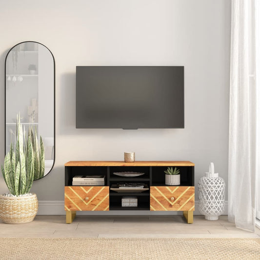 TV-Schrank Braun und Schwarz 100x33,5x46 cm Massivholz Mango - Pazzar.ch