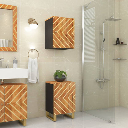 Badschrank Braun und Schwarz 38x33,5x58 cm Massivholz Mango - Pazzar.ch