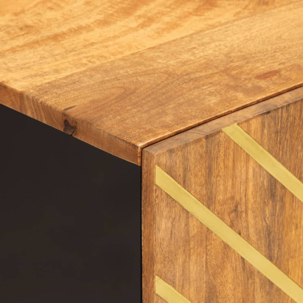 Badschrank Braun und Schwarz 38x33,5x58 cm Massivholz Mango - Pazzar.ch