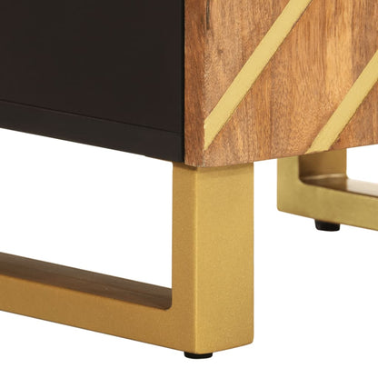 Badschrank Braun und Schwarz 38x33,5x58 cm Massivholz Mango - Pazzar.ch