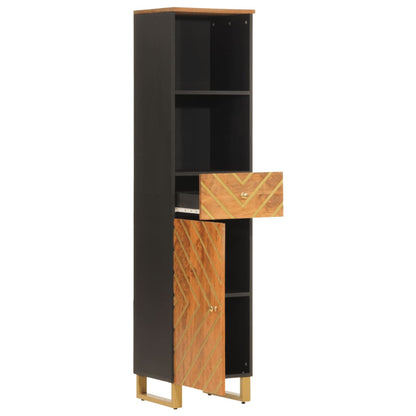 Badschrank Braun und Schwarz 38x33,5x160 cm Massivholz Mango - Pazzar.ch