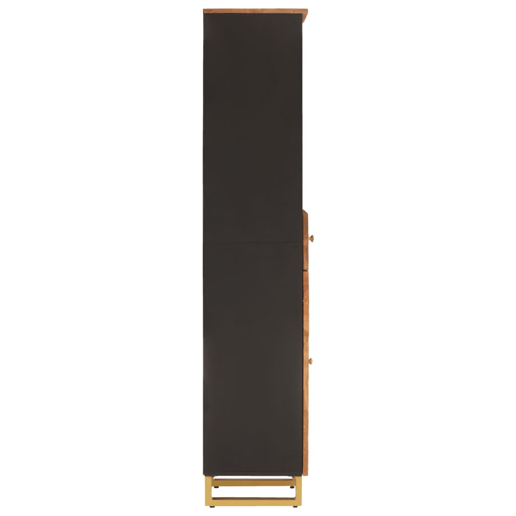 Badschrank Braun und Schwarz 38x33,5x160 cm Massivholz Mango - Pazzar.ch