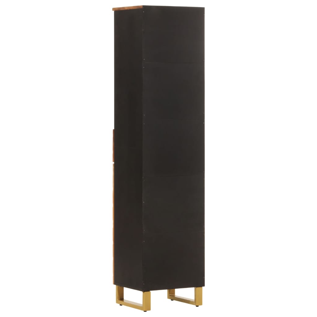 Badschrank Braun und Schwarz 38x33,5x160 cm Massivholz Mango - Pazzar.ch