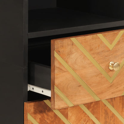 Badschrank Braun und Schwarz 38x33,5x160 cm Massivholz Mango - Pazzar.ch